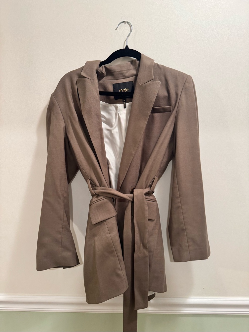 Maje khaki Belted Blazer Coat
